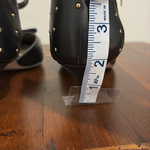 Nanette Lepore Black Kitten Heel Pumps with Gold Studs Size 6 - Picture 6 of 9